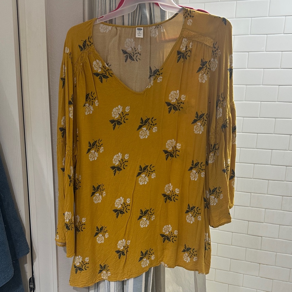 Old Navy Mustard Floral Blouse